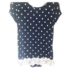 Rewind navy blue, polka-dot tie-back top, sz Small